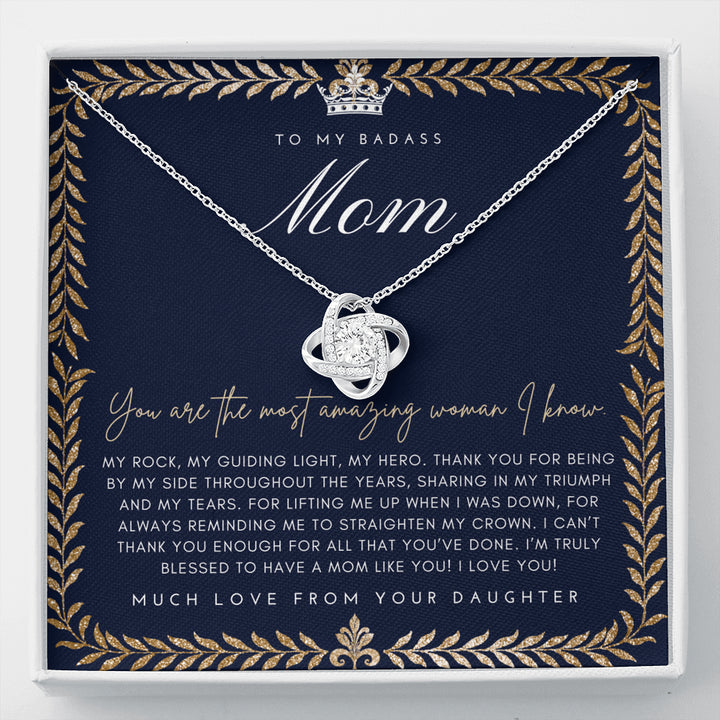 Love Knot Necklace | To My Badass Mom Necklace | Mother’s Day Gift | Personalized Mom Gift | Mothers Necklace | Gift for Mom | Best Mom Gift | Interlock Heart