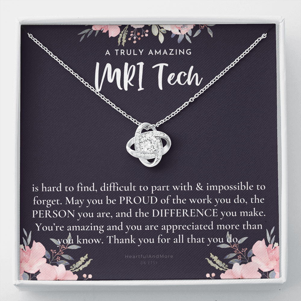 Gift For Female MRI Tech, MRI Tech Retirement Gift, MRI Tech Appreciation Gift, Birthday, Love Knot Necklace