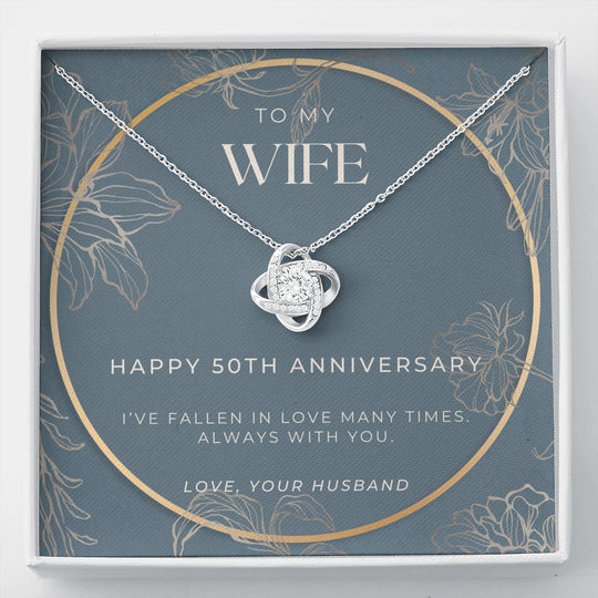 50 Year Anniversary Gift For Wife - Love Knot Necklace