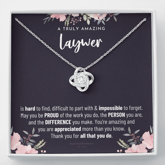 Gift For Female Laywer, Laywer Gift, Laywer Appreciation Gift, Birthday, Love Knot Necklace