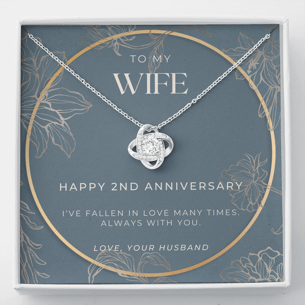 2 Year Anniversary Gift For Wife - Love Knot Necklace