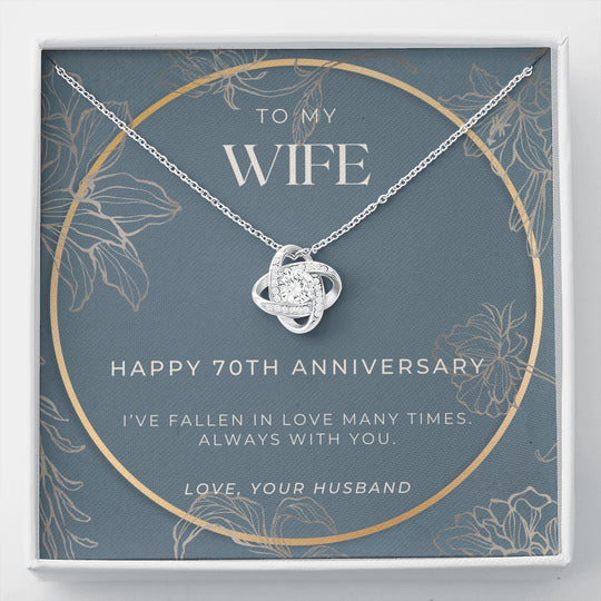 70 Year Anniversary Gift For Wife - Love Knot Necklace