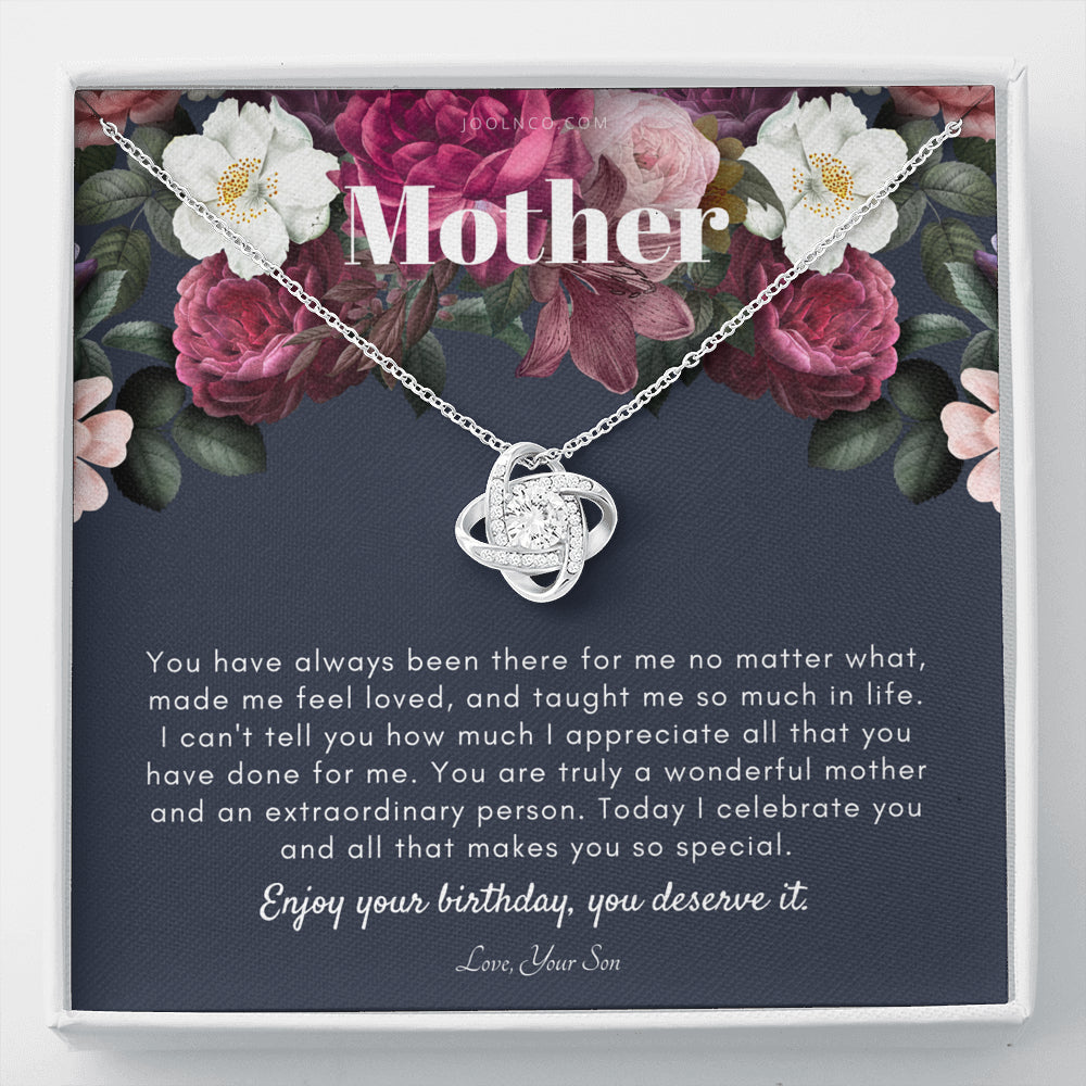 Love Knot Necklace | Mother's Birthday Gift | Necklace for Mom's birthday | Elegant Gift For Mom from Son | Best Mom Gift Message Card | Elegant Gift