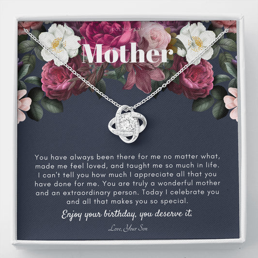 Love Knot Necklace | Mother's Birthday Gift | Necklace for Mom's birthday | Elegant Gift For Mom from Son | Best Mom Gift Message Card | Elegant Gift