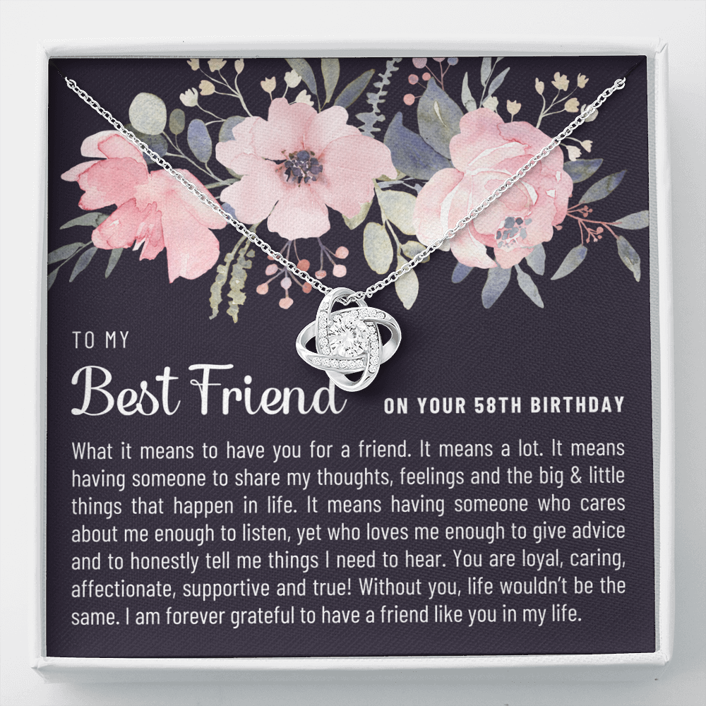 Best Friend 58th Birthday Gift - Love Knot Necklace