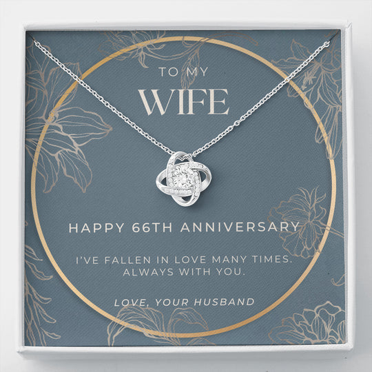 66 Year Anniversary Gift For Wife - Love Knot Necklace