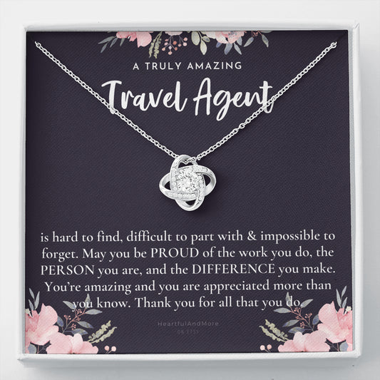 Gift For Female Travel Agent, Travel Agent Retirement Gift, Travel Agent Appreciation Gift, Birthday, Love Knot Necklace