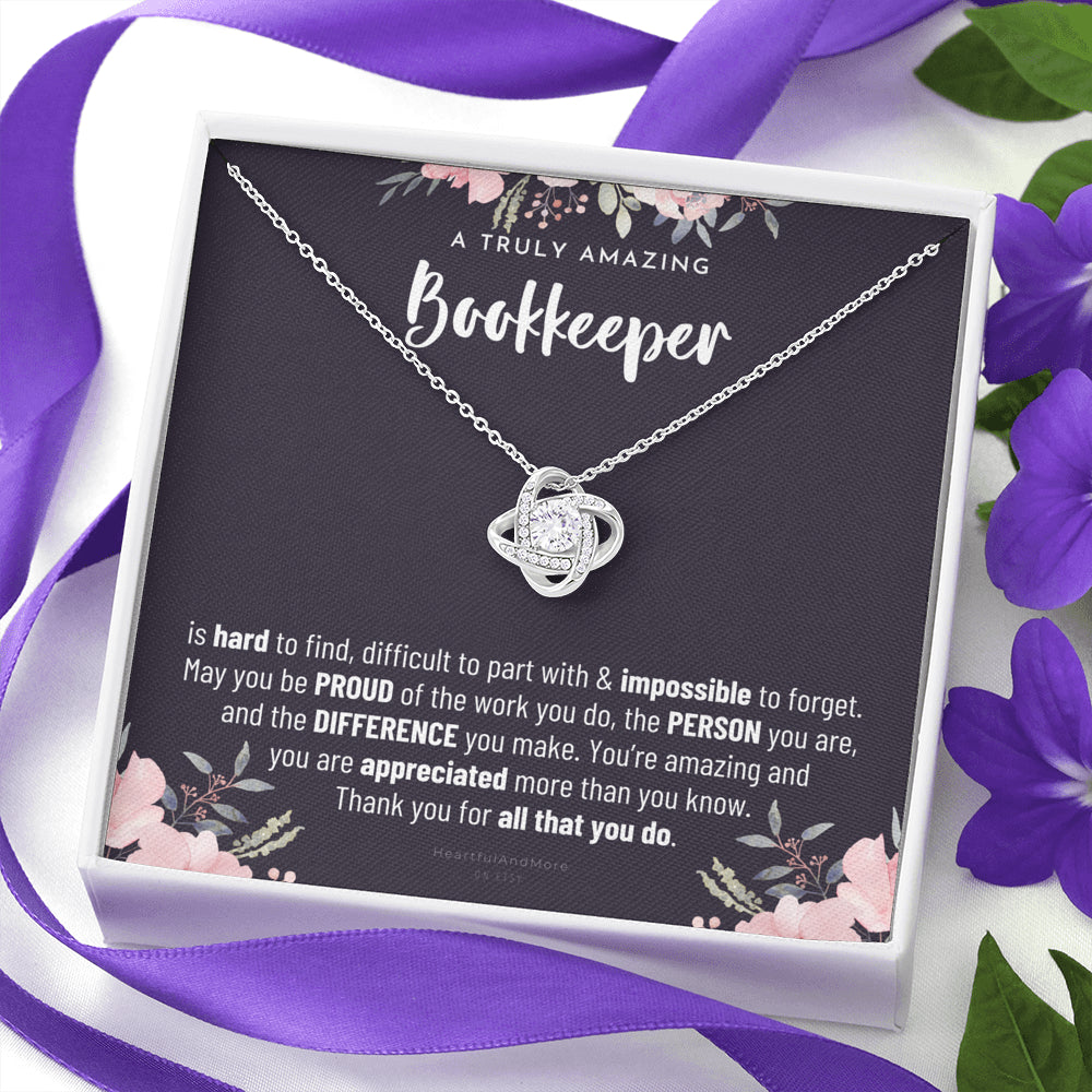 Gift For Female Bookkeeper, Bookkeeper Gift, Bookkeeper Appreciation Gift, Birthday, Love Knot Necklace