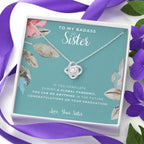 Love Knot Necklace, To My Badass Sister, Straighten Your Crown Necklace, Sister Necklace, Sister Graduation Gift, Graduation on Pandemic