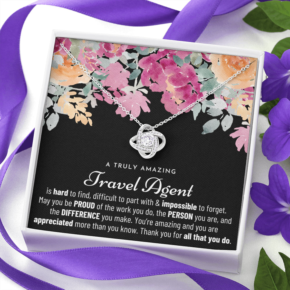 Gift For Female Travel Agent, Travel Agent Retirement Gift, Travel Agent Appreciation Gift, Birthday, Love Knot Necklace