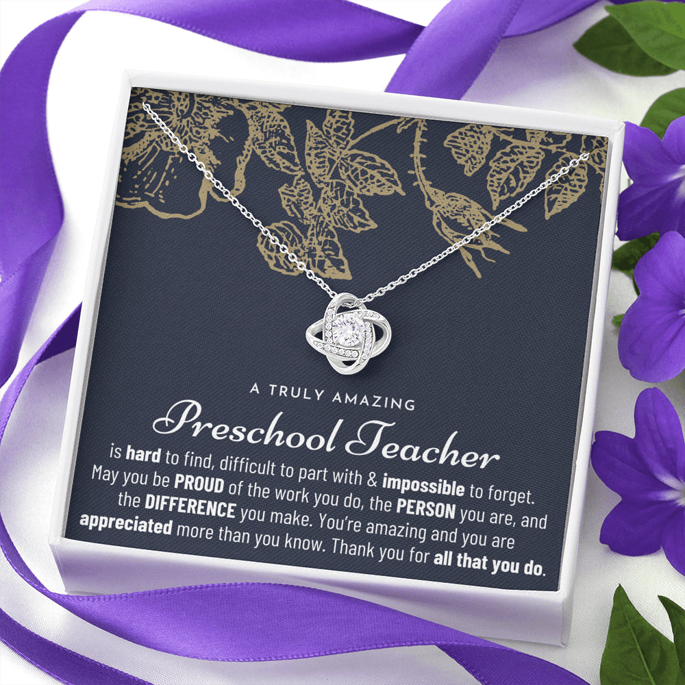 Gift For Female Preschool Teacher, Preschool Teacher Retirement Gift, Preschool Teacher Appreciation Gift, Birthday, Love Knot Necklace