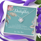 Love Knot Necklace, To My Badass Daughter, Straighten Your Crown Necklace, Mother Daughter Necklace, Daughter Graduation Gift, Graduation on Pandemic