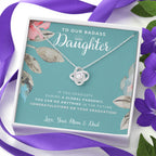 Love Knot Necklace, To Our Badass Daughter, Straighten Your Crown Necklace, Parents Daughter Necklace, Daughter Graduation Gift, Graduation on Pandemic