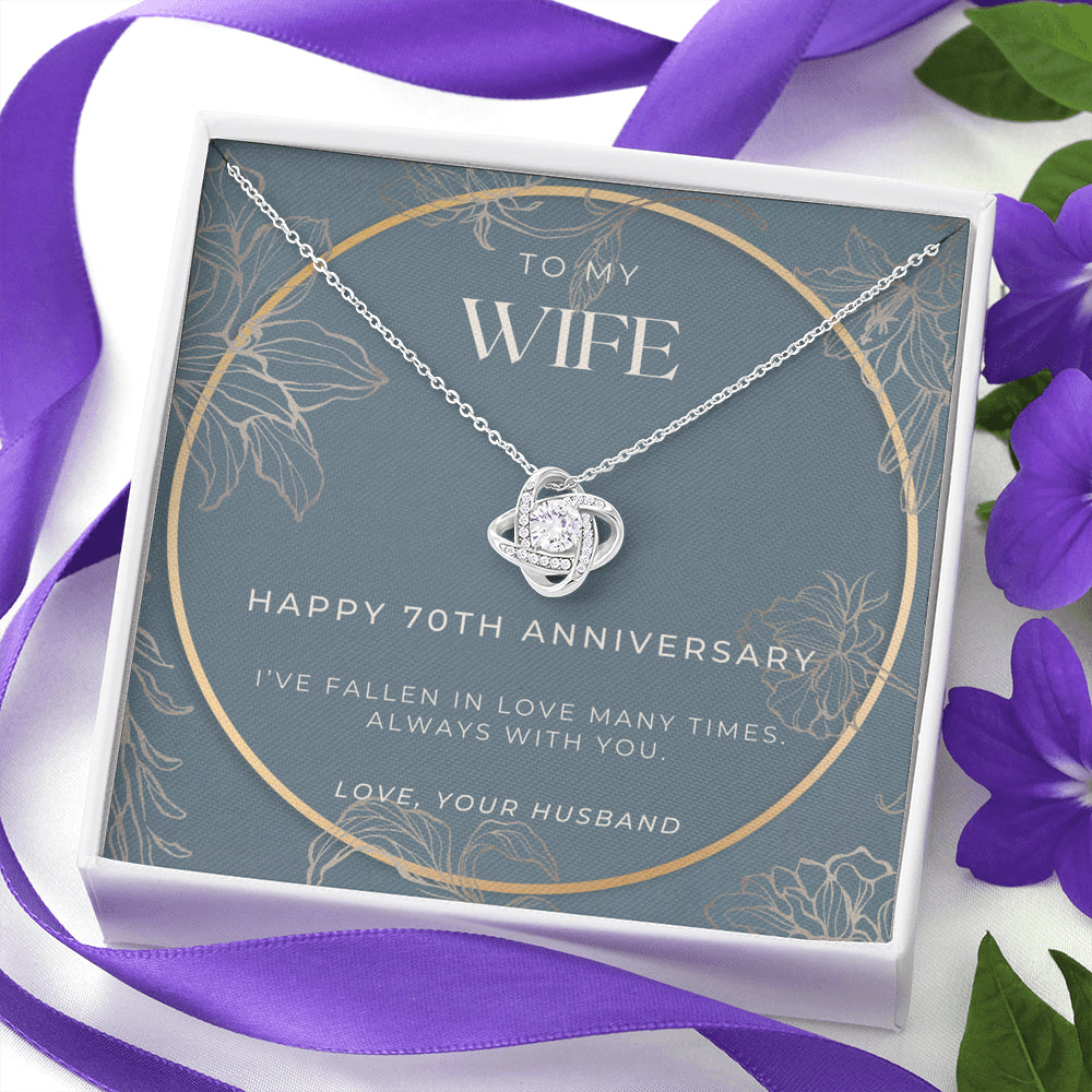 70 Year Anniversary Gift For Wife - Love Knot Necklace