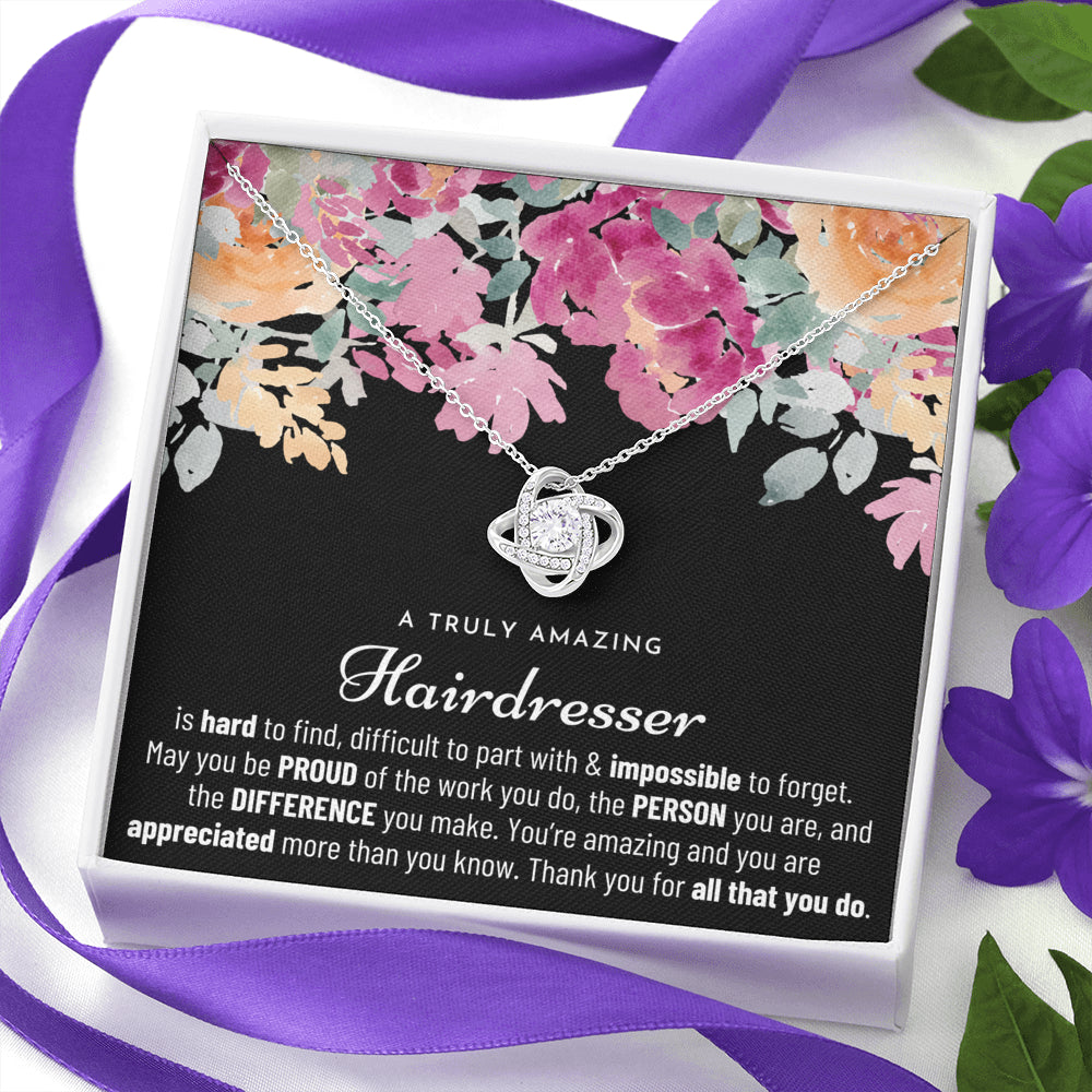 Gift For Female Hair Dresser, Hair Dresser Retirement Gift, Hair Dresser Appreciation Gift, Birthday, Love Knot Necklace
