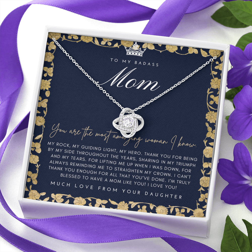Love Knot Necklace | To My Badass Mom Necklace | Mother’s Day Gift | Personalized Mom Gift | Mothers Necklace | Gift for Mom | Best Mom Gift | Interlock Heart