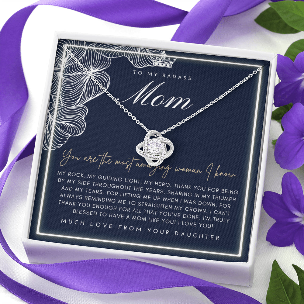 Love Knot Necklace | To My Badass Mom Necklace | Mother’s Day Gift | Personalized Mom Gift | Mothers Necklace | Gift for Mom | Best Mom Gift | Interlock Heart