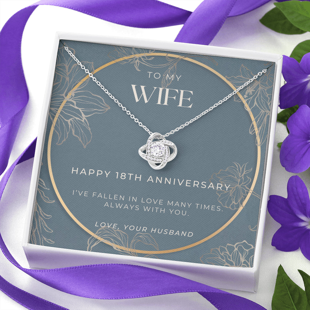 18 Year Anniversary Gift For Wife - Love Knot Necklace