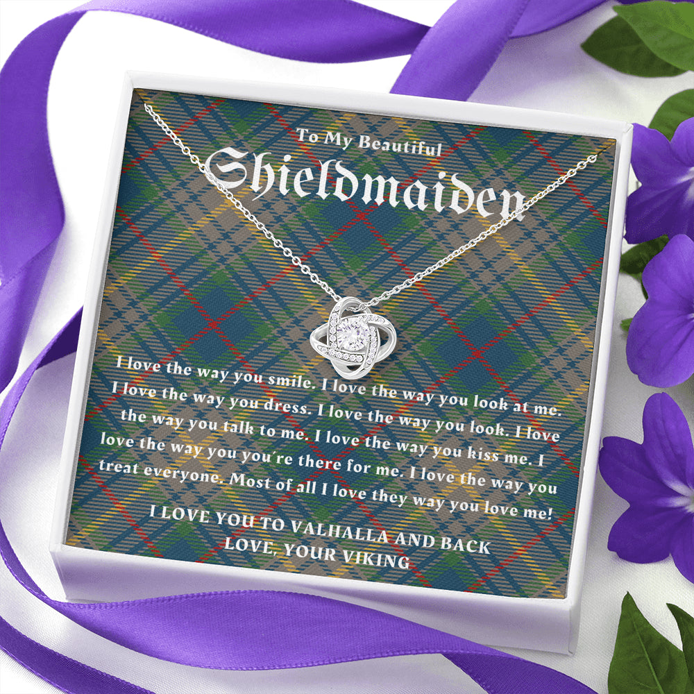 To My Shieldmaiden, Love You To Valhalla, Viking Gift, Personalized Viking Gifts, For Viking Wife, Viking Girlfriend Gift, Love Knot Necklace