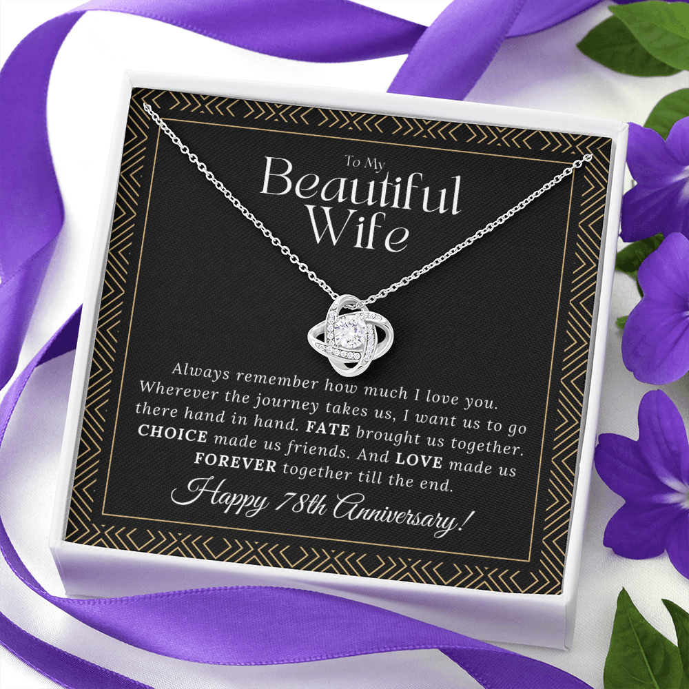 78 Year Anniversary Gift For Wife - Love Knot Necklace