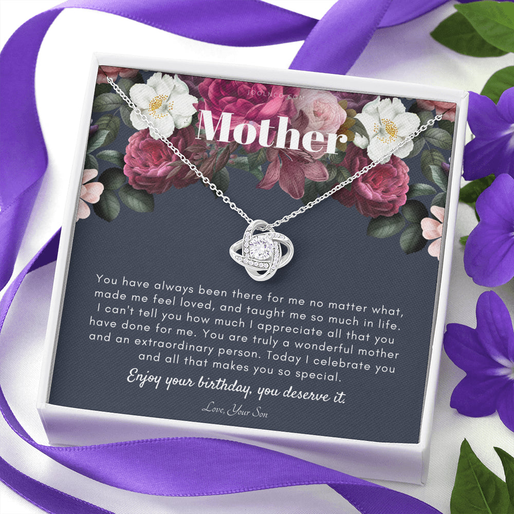 Love Knot Necklace | Mother's Birthday Gift | Necklace for Mom's birthday | Elegant Gift For Mom from Son | Best Mom Gift Message Card | Elegant Gift