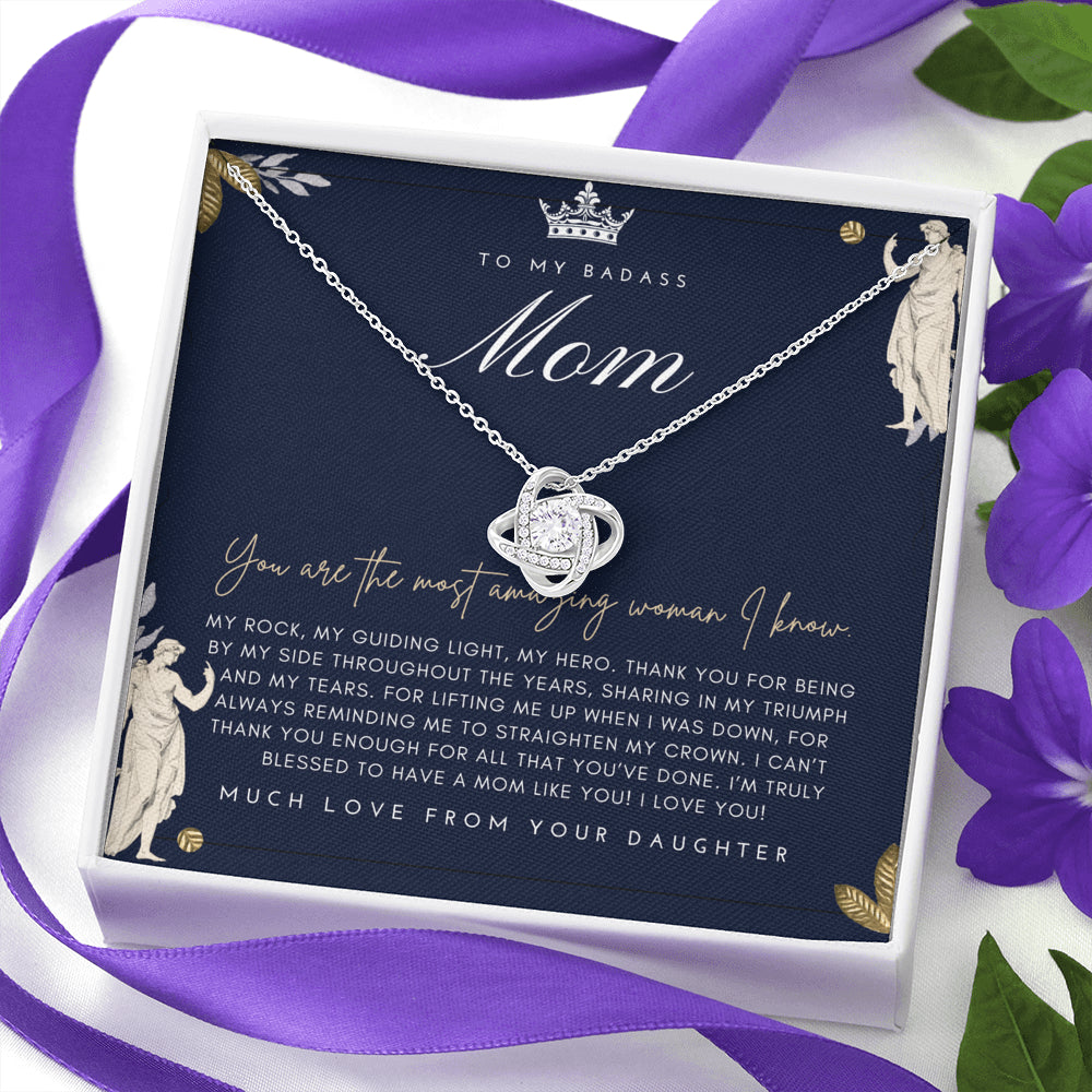 Love Knot Necklace | To My Badass Mom Necklace | Mother’s Day Gift | Personalized Mom Gift | Mothers Necklace | Gift for Mom | Best Mom Gift | Interlock Heart