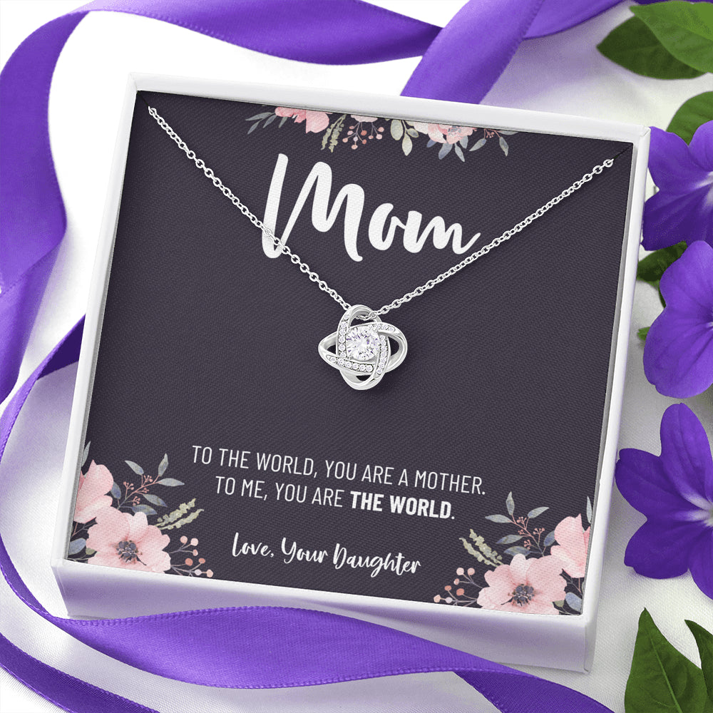 Mom Necklace, Gift from Daughter, Birthday Gift for Mom, Gift for Mother's Day, Love Knot Necklace for Mom, Daughter to Mother Gift