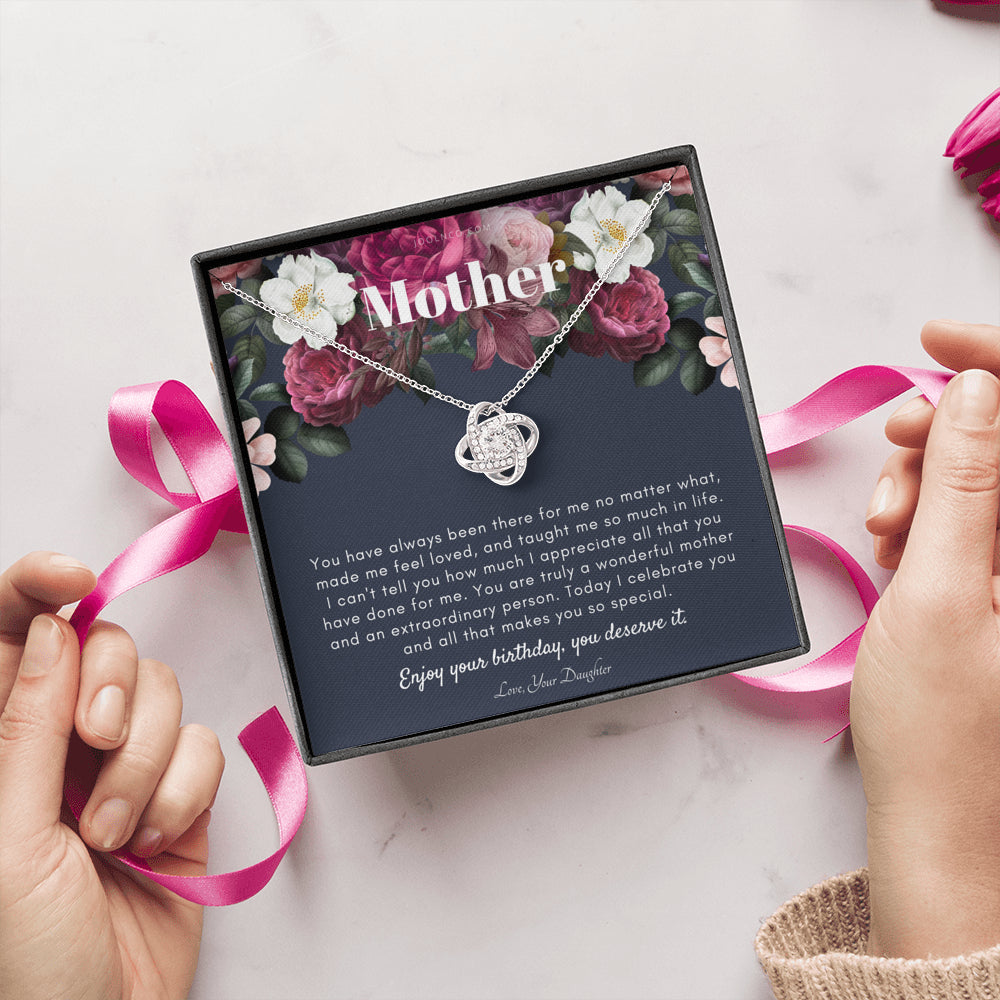 Love Knot Necklace | Mother's Birthday Gift | Necklace for Mom's birthday | Elegant Gift For Mom from Daughter | Best Mom Gift Message Card | Elegant Gift