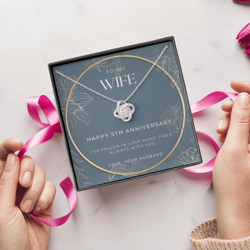 5 Year Anniversary Gift For Wife - Love Knot Necklace