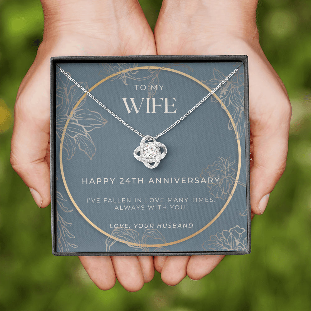 24 Year Anniversary Gift For Wife - Love Knot Necklace