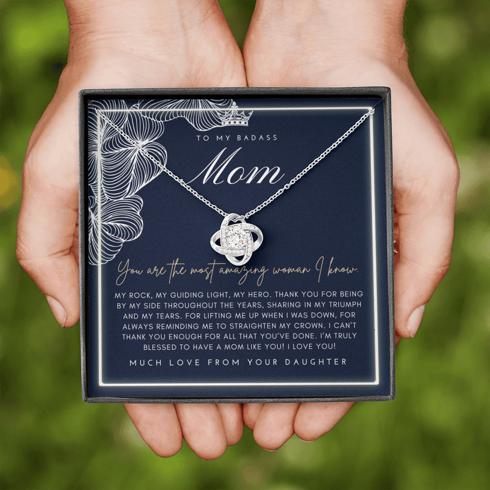 Love Knot Necklace | To My Badass Mom Necklace | Mother’s Day Gift | Personalized Mom Gift | Mothers Necklace | Gift for Mom | Best Mom Gift | Interlock Heart