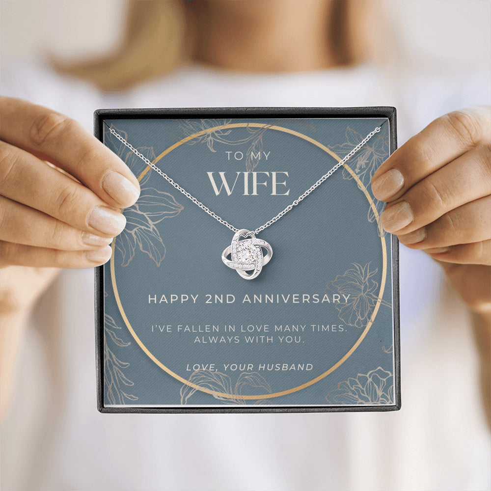 2 Year Anniversary Gift For Wife - Love Knot Necklace