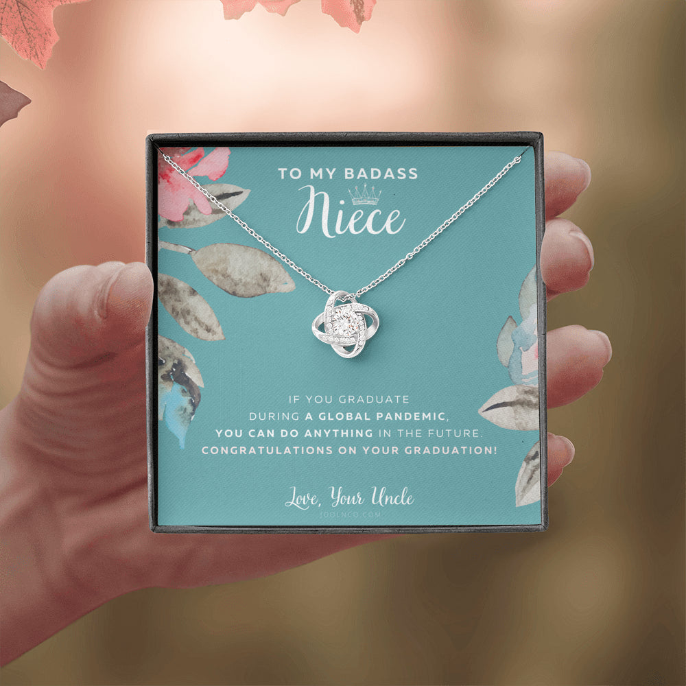 Love Knot Necklace, To My Badass Niece, Straighten Your Crown Necklace, Uncle Niece Necklace, Niece Graduation Gift, Graduation on Pandemic