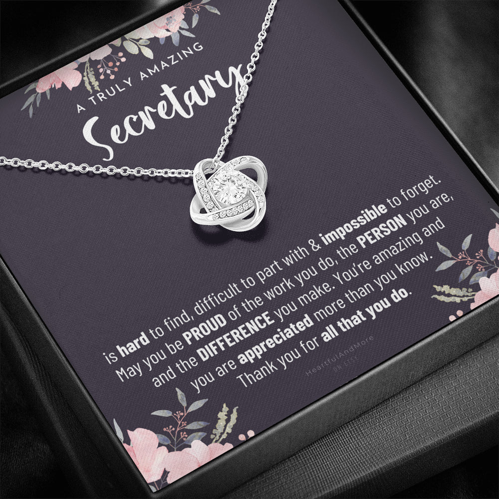 Gift For Female Secretary, Secretary Gift, Secretary Appreciation Gift, Birthday, Love Knot Necklace