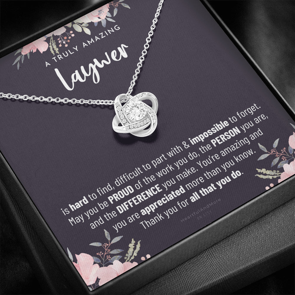Gift For Female Laywer, Laywer Gift, Laywer Appreciation Gift, Birthday, Love Knot Necklace