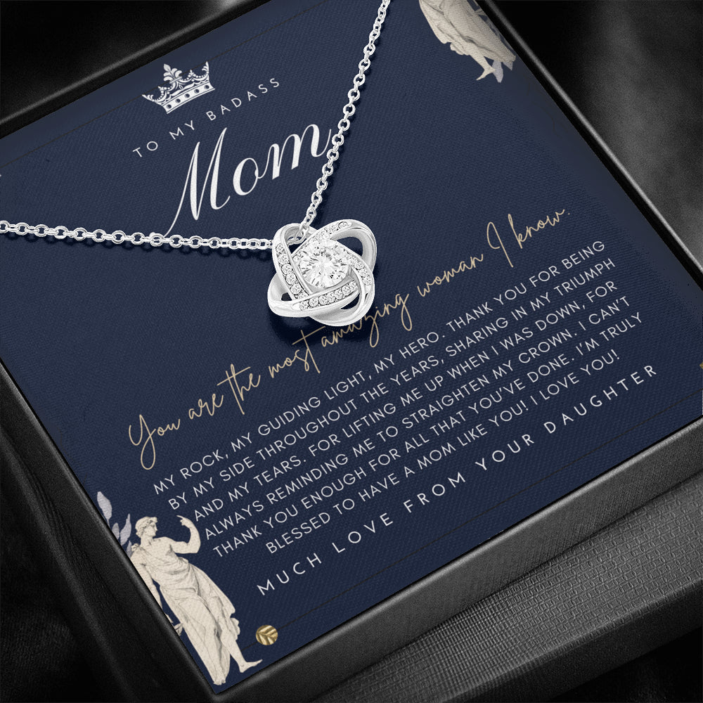 Love Knot Necklace | To My Badass Mom Necklace | Mother’s Day Gift | Personalized Mom Gift | Mothers Necklace | Gift for Mom | Best Mom Gift | Interlock Heart