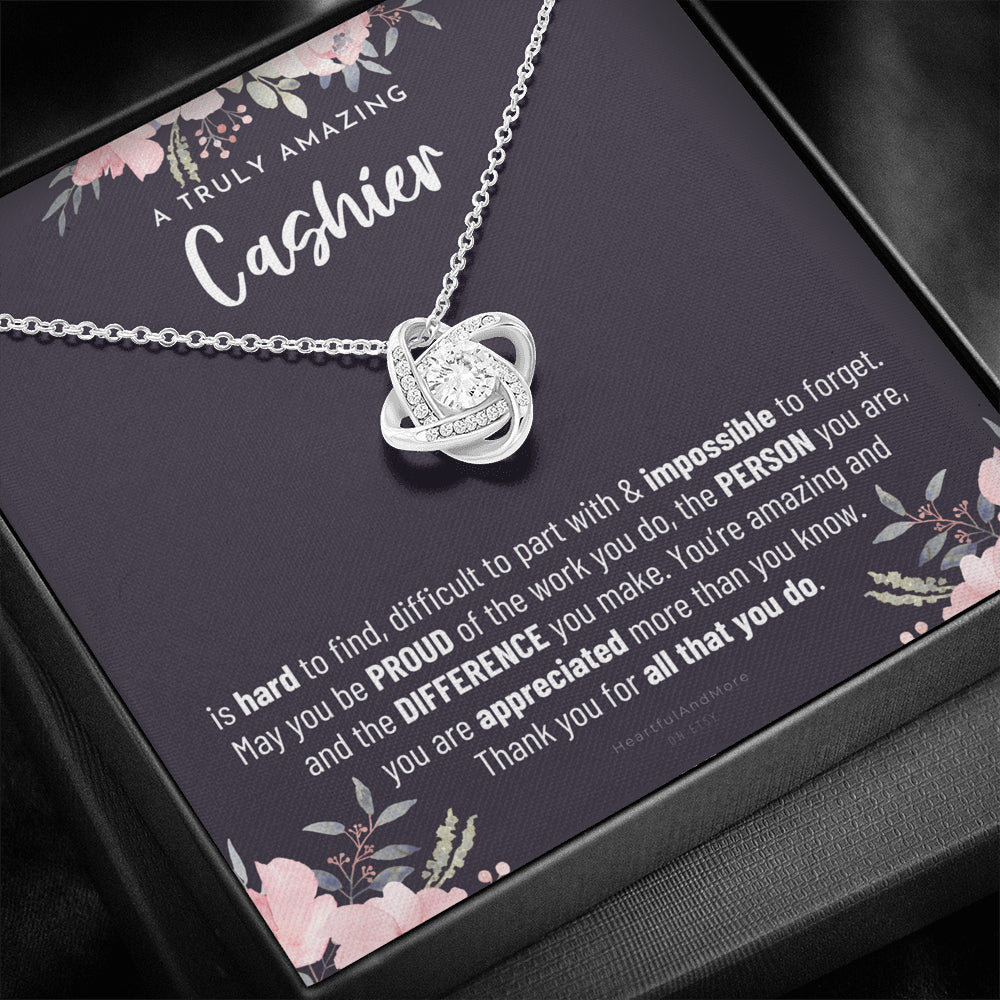 Gift For Female Casher, Casher Retirement Gift, Casher Appreciation Gift, Birthday, Love Knot Necklace