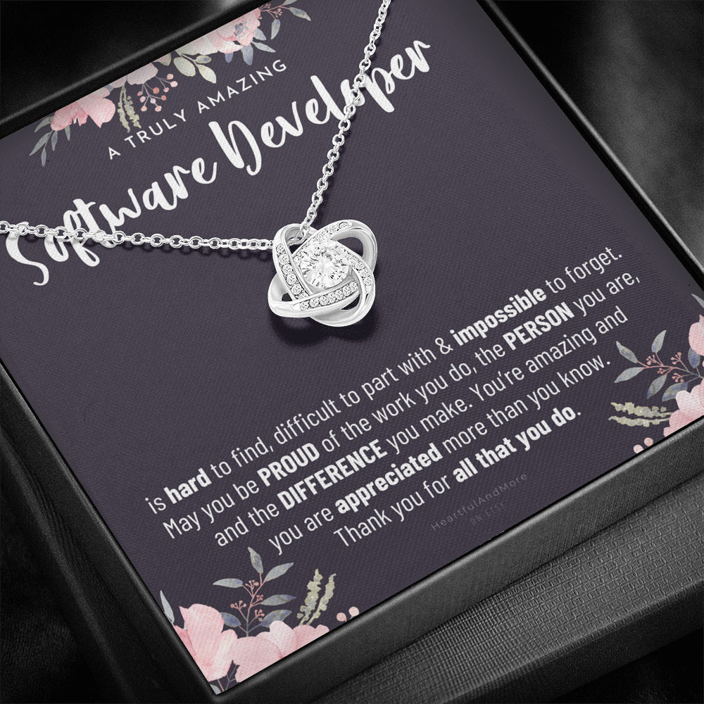 Gift For Female Software Developer, Software Developer Gift, Software Developer Appreciation Gift, Birthday, Love Knot Necklace
