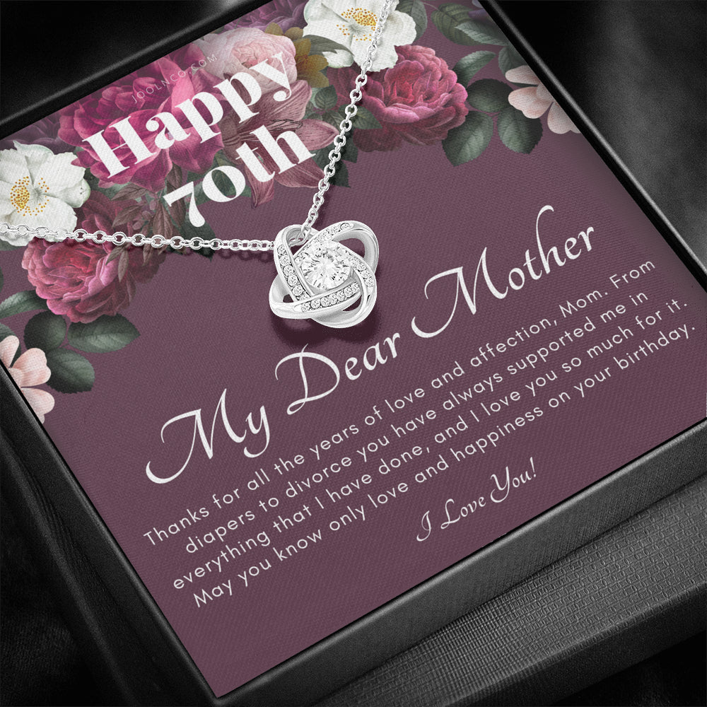 Love Knot Necklace | Mother's 70th Birthday Gift | Gift for Mom on her birthday | Gift For Mom from Daughter & Son | Mom Necklace | Best Mom Gift Message Card