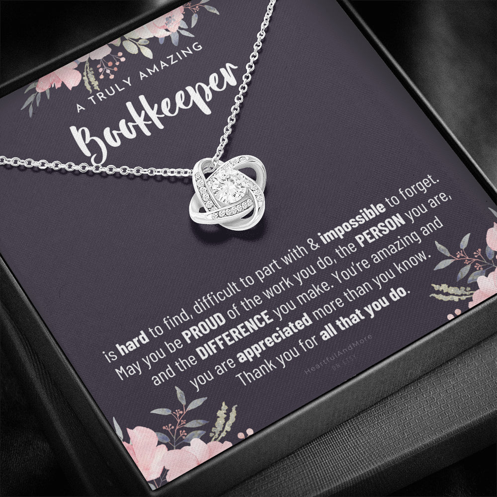 Gift For Female Bookkeeper, Bookkeeper Gift, Bookkeeper Appreciation Gift, Birthday, Love Knot Necklace