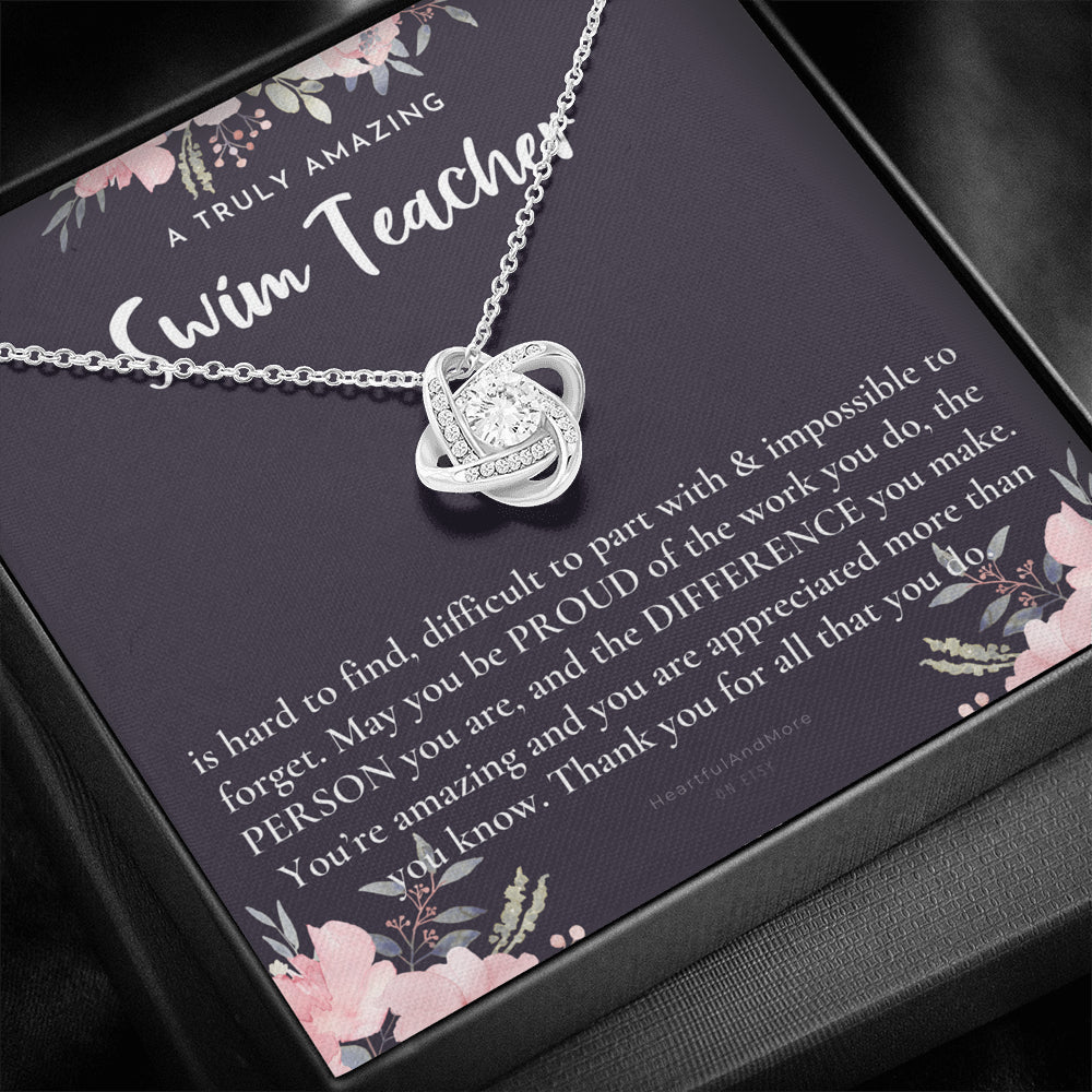 Gift For Female Swim Teacher, Swim Teacher Retirement Gift, Swim Teacher Appreciation Gift, Birthday, Love Knot Necklace
