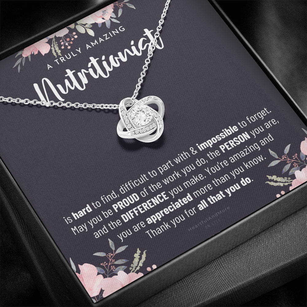 Gift For Female Nutritionist, Nutritionist Gift, Nutritionist Appreciation Gift, Birthday, Love Knot Necklace