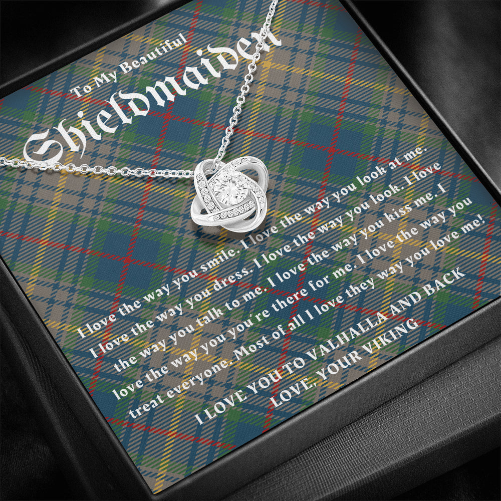 To My Shieldmaiden, Love You To Valhalla, Viking Gift, Personalized Viking Gifts, For Viking Wife, Viking Girlfriend Gift, Love Knot Necklace