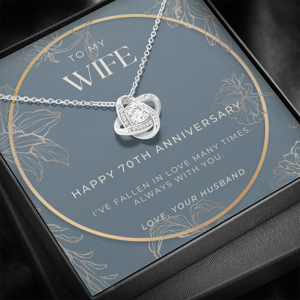 70 Year Anniversary Gift For Wife - Love Knot Necklace