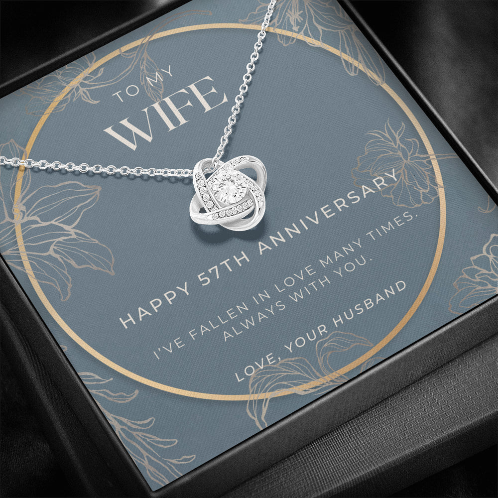 57 Year Anniversary Gift For Wife - Love Knot Necklace