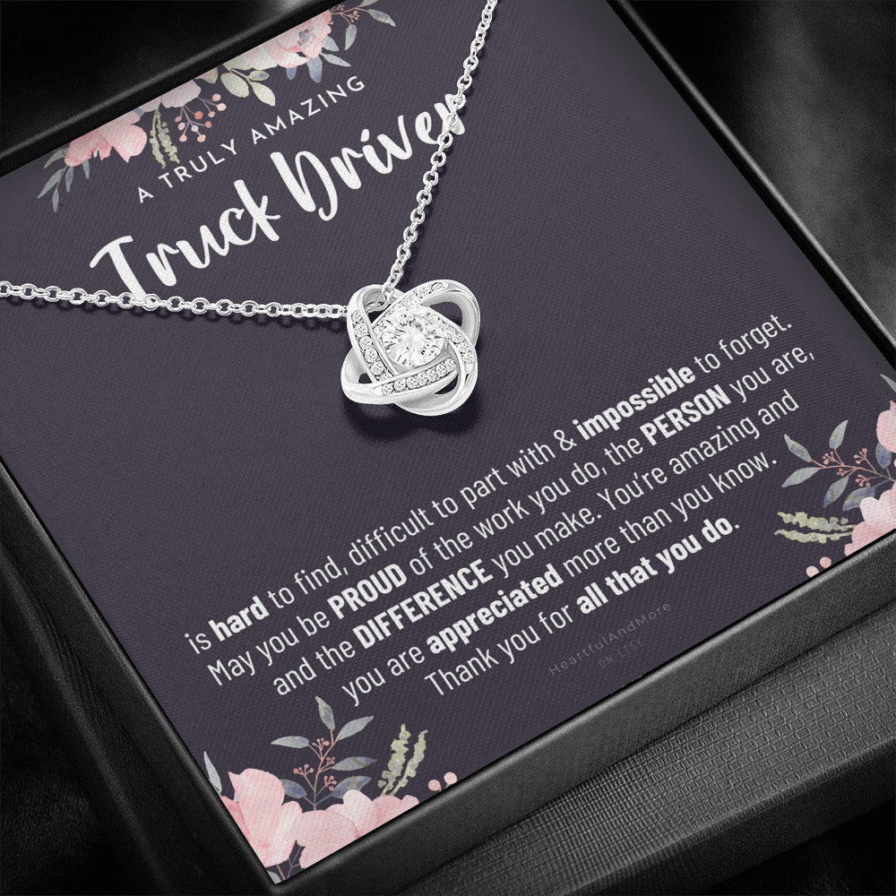 Gift For Female Truck Driver, Truck Driver Gift, Truck Driver Appreciation Gift, Birthday, Love Knot Necklace