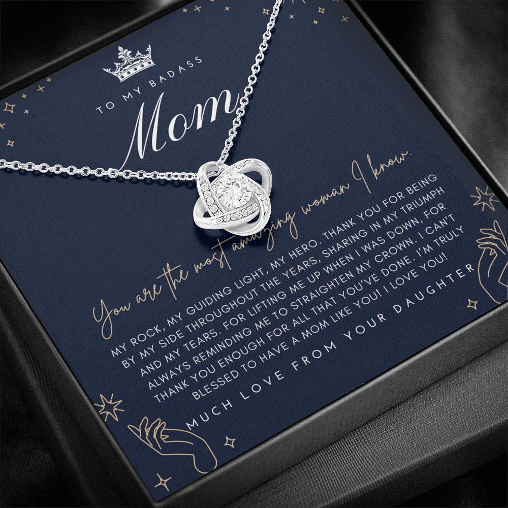 Love Knot Necklace | To My Badass Mom Necklace | Mother’s Day Gift | Personalized Mom Gift | Mothers Necklace | Gift for Mom | Best Mom Gift | Interlock Heart