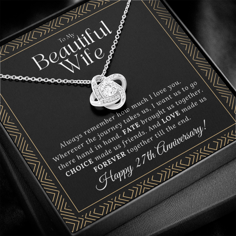 27 Year Anniversary Gift For Wife - Love Knot Necklace