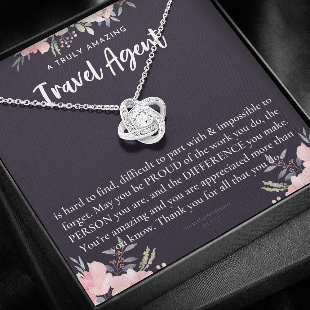 Gift For Female Travel Agent, Travel Agent Retirement Gift, Travel Agent Appreciation Gift, Birthday, Love Knot Necklace