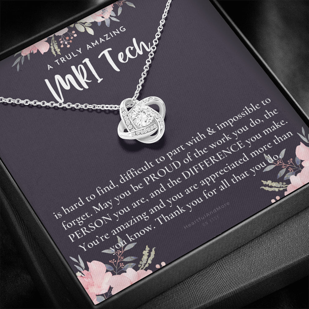 Gift For Female MRI Tech, MRI Tech Retirement Gift, MRI Tech Appreciation Gift, Birthday, Love Knot Necklace
